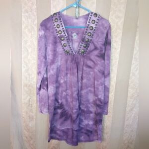 Double D Ranch Purple Tunic with Studded V-Neck